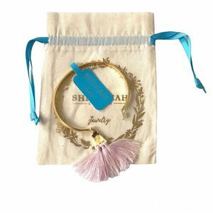 Shiraleah Sants Bangle Bracelet Gold Pink Fringe Tassel